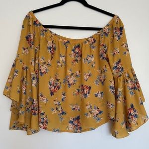 Yellow floral off-the-shoulder top